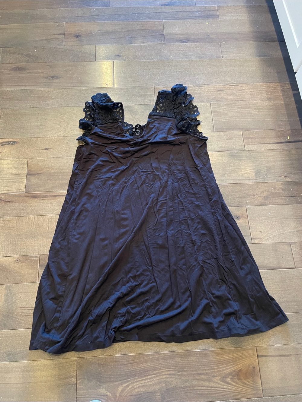 LOFT Black Lace-Trim Swim Coverup